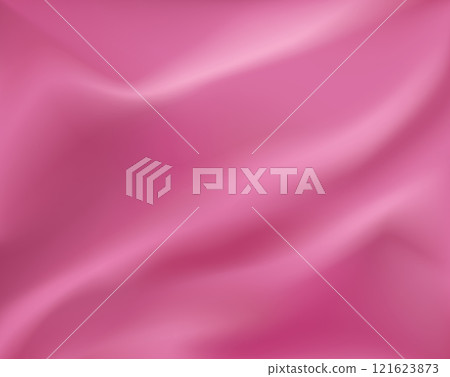 Texture of pink silk. Closeup fabric with smooth pleats background. Texture of textile pattern. Realistic Vector 3D illustration design for product advertising. 121623873