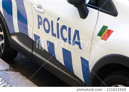 Lisbon, Portugal - December 11, 2024: Portuguese police car 121623888