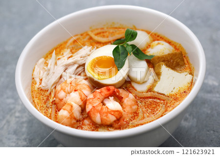 Laksa lemak, a Malaysian and Singaporean noodle dish. Laksa lemak, a Malaysian and Singaporean noodle dish. 121623921