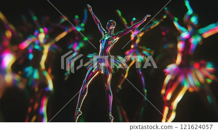 3D Illustration of Holographic Ballerinas. Concept of elegance, dance, art, and technology. 3D Illustration of Holographic Ballerinas. Concept of elegance, dance, art, and technology. 121624057