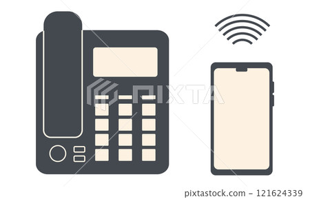 固定電話和手機插畫素材 121624339