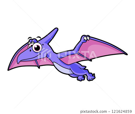 Cute illustration of a flying pterodactyl. 121624859