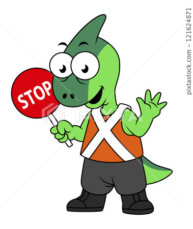 Illustration of a Parasaurolophus traffic enforcer. Illustration of a Parasaurolophus traffic enforcer. 121624871