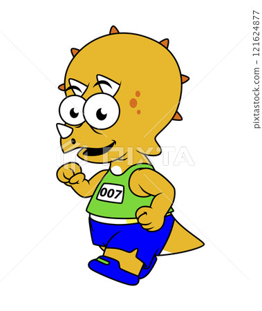 Illustration of a Triceratops runner. 121624877