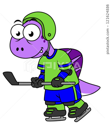 Illustration of a Spinosaurus hockey player. Illustration of a Spinosaurus hockey player. 121624886