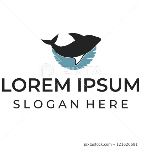 Logo image design illustration of a whale. 121626681