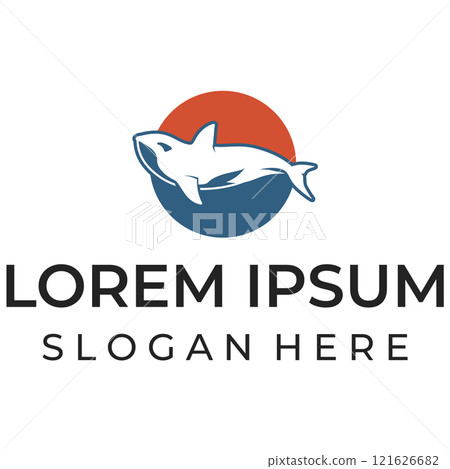Logo image design illustration of a whale. Logo image design illustration of a whale. 121626682