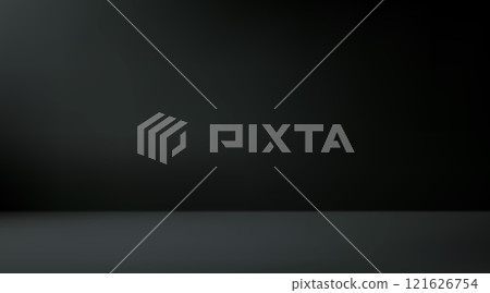 Black Aesthetic Minimalist Empty Photo Studio Room. Abstract Gradient Background 3d Blank Scene. Vector Illustration 121626754