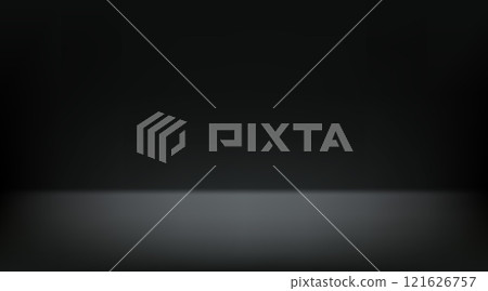 Black Aesthetic Minimalist Empty Photo Studio Room. Abstract Gradient Background 3d Blank Scene. Vector Illustration 121626757