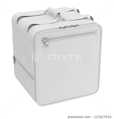 Clay render of food delivery courier bag mockup isolated on white background - 3D illustration Clay render of food delivery courier bag mockup isolated on white background - 3D illustration 121627018