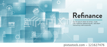 Credit Score for Loan Refinance or Application Icon Set and Web Banner 121627476