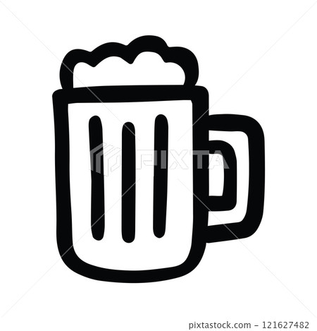Hand Drawn Beer Mug Icon w Thick Lines Hand Drawn Beer Mug Icon w Thick Lines 121627482