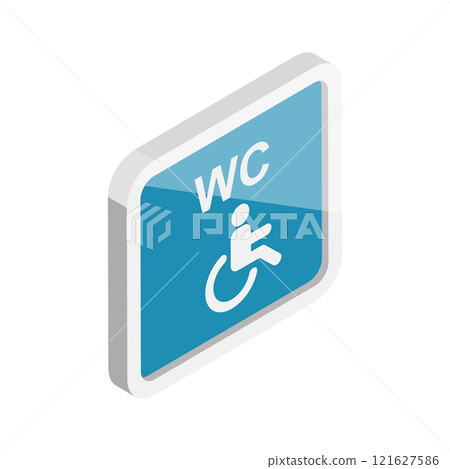 3D Isometric Flat Vector Set of Restroom Signs, Wasthroom Pictograms. Item 4 121627586