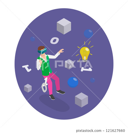 3D Isometric Flat Vector Illustration of Metaverse, Augmented Reality, Virtual World. Item 3 3D Isometric Flat Vector Illustration of Metaverse, Augmented Reality, Virtual World. Item 3 121627660