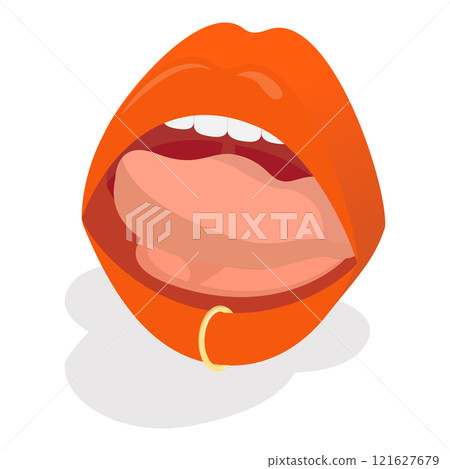 3D Isometric Flat Vector Illustration of Body Piercing, Hoops or Barbells. Item 1 3D Isometric Flat Vector Illustration of Body Piercing, Hoops or Barbells. Item 1 121627679