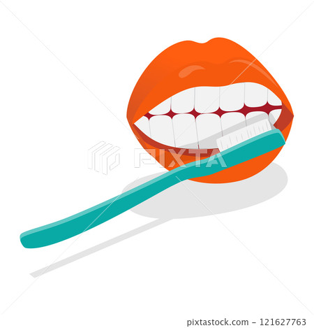 3D Isometric Flat Vector Illustration of Teeth Cleaning , Oral Hygiene. Item 5 3D Isometric Flat Vector Illustration of Teeth Cleaning , Oral Hygiene. Item 5 121627763