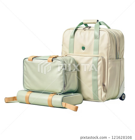 A luggage set with a backpack and duffel bag for travel 121628108