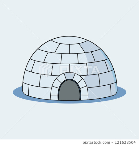 Igloo, home of the northern peoples. Simple flat vector illustration. Isolated on white background 121628504