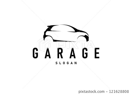 Simple sport car garage themed auto repair service automotive logo design for branding 121628808