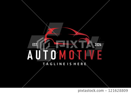 Simple sport car garage themed auto repair service automotive logo design for branding 121628809