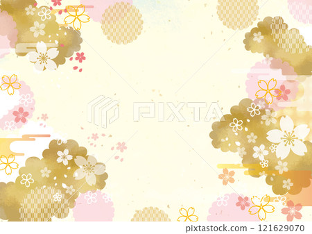 櫻花和日式背景素材 121629070