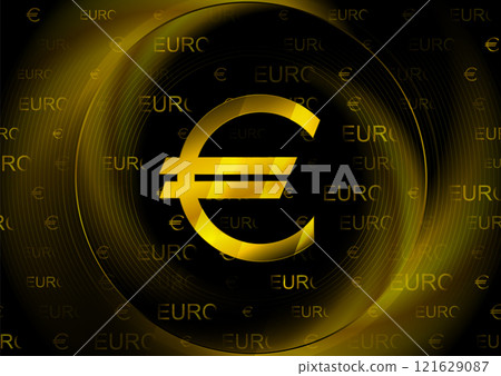 Golden European euro currency symbol logo abstract financial background 121629087
