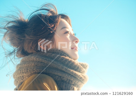 仰望天空的美女“AI生成圖像” 121629160