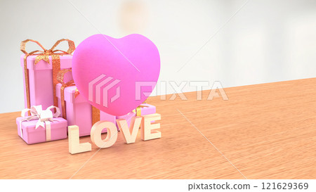 The Hearth and love text for valentine or wedding concept 3d rendering. 121629369
