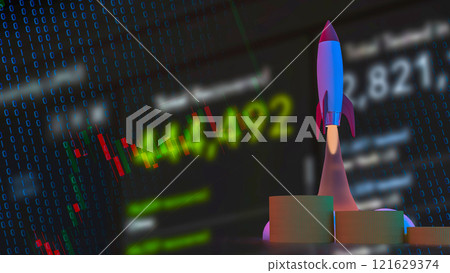 The Rocket and coins for Business or start up concept 3d rendering. The Rocket and coins for Business or start up concept 3d rendering. 121629374