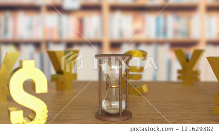The Sand clock and money symbol for Business concept 3d rendering. The Sand clock and money symbol for Business concept 3d rendering. 121629382