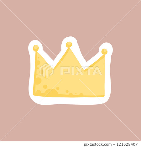 Golden crown diary sticker. Words, characters and quotes for planner journal. Trendy notebook decor with girls, food and cats. Daily reminder vector set as coffee cup, love letter, rainbow and light Golden crown diary sticker. Words, characters and quotes for planner journal. Trendy notebook decor with girls, food and cats. Daily reminder vector set as coffee cup, love letter, rainbow and light 121629407