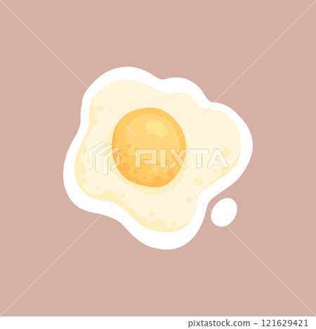 Fried egg diary sticker. Words, characters and quotes for planner journal. Trendy notebook decor with girls, food and cats. Daily reminder vector set as coffee cup, love letter, rainbow and light bulb Fried egg diary sticker. Words, characters and quotes for planner journal. Trendy notebook decor with girls, food and cats. Daily reminder vector set as coffee cup, love letter, rainbow and light bulb 121629421