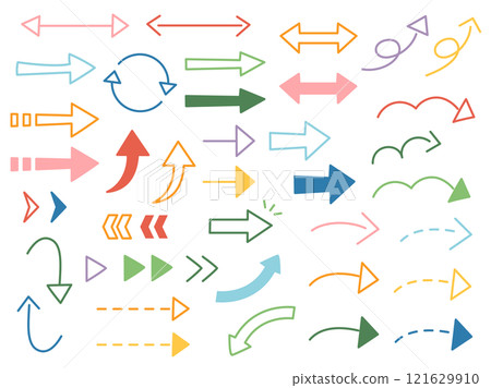 A set of simple and easy-to-use arrow illustrations - Colorful version 121629910