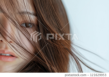 Beautiful woman with brown hair "AI generated image" 121629953