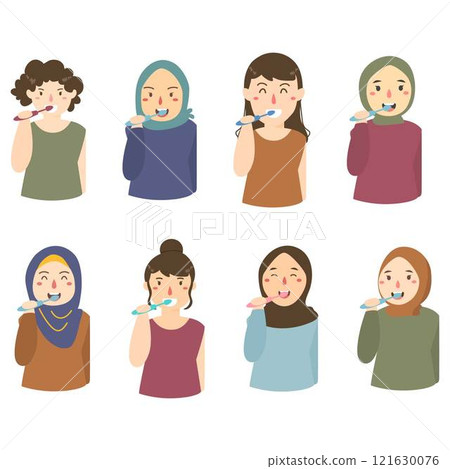 cute girl brushing teeth cute girl brushing teeth 121630076