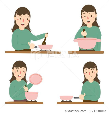 Smiley woman cooking in the kitchen 121630084