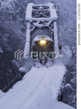 Snowy Fourth Tadami River Bridge Snowy Fourth Tadami River Bridge 121630288