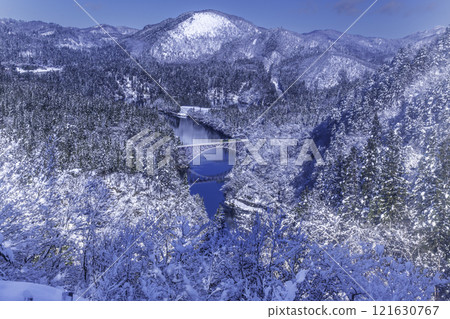 Snowy Tadami Line First Tadami River Bridge 121630767