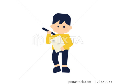 一個拿著平板電腦和筆的男孩的向量圖(向量字元素材變形簡單) 一個拿著平板電腦和筆的男孩的向量圖(向量字元素材變形簡單) 121630933