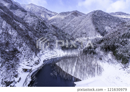 冬天湯西河淹沒森林 121630979