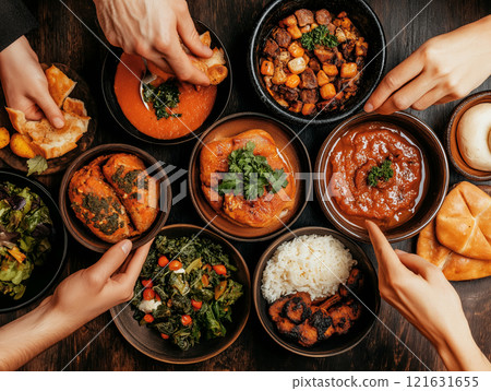 A variety of flavorful dishes 121631655