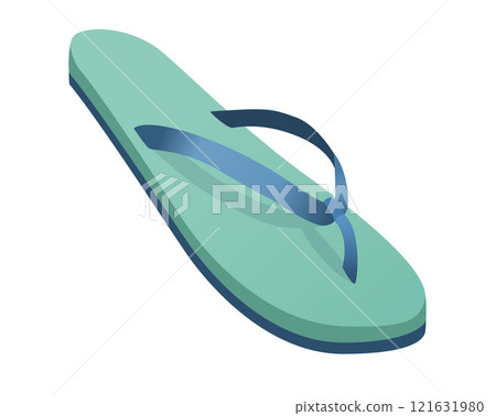 Green and blue single rubber flip flop, thong sandal icon 121631980