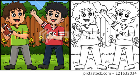 American Football Kids Playing Illustration American Football Kids Playing Illustration 121632034