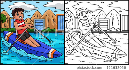 Rowing Oarsman in the Finish Position Illustration 121632036