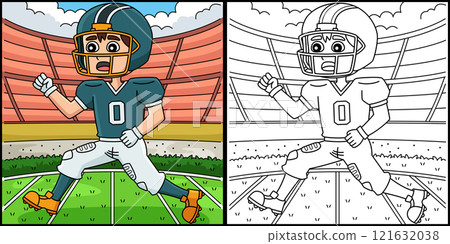 American Football Player Running Illustration American Football Player Running Illustration 121632038