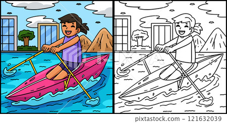 Rowing Oarswoman in Drive Position Illustration Rowing Oarswoman in Drive Position Illustration 121632039