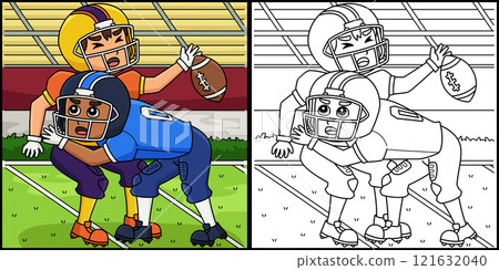 American Football Player Tackle Illustration American Football Player Tackle Illustration 121632040