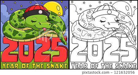Year of the Snake on top of 2025 Illustration Year of the Snake on top of 2025 Illustration 121632056