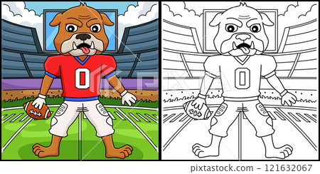 American Football Mascot Coloring Illustration 121632067