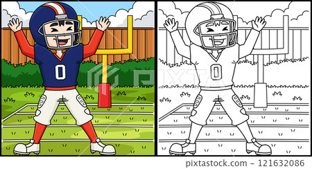 American Football Player Celebrating Illustration American Football Player Celebrating Illustration 121632086